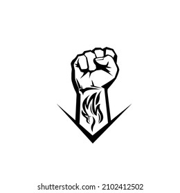 Hand clenching black and white Vector Illustration