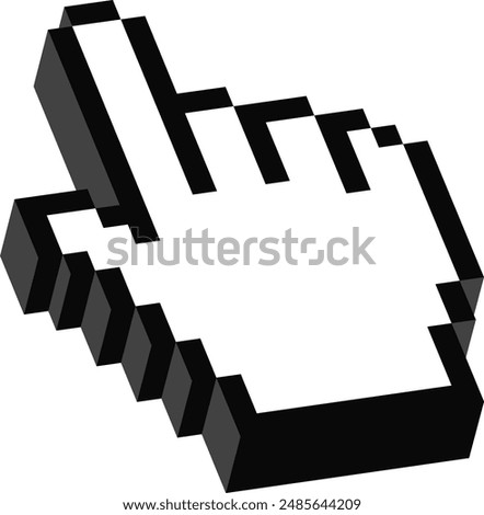 Hand Click 3D pixel icon. Unique style Emoji icons vector collection.