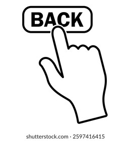 Hand click back button icon in trendy outline style design. Vector illustration isolated on white background.