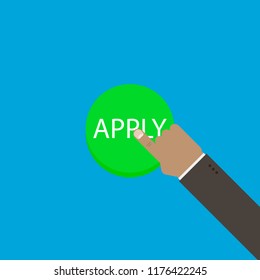 Hand click button apply. vector illustration