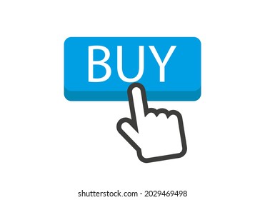Hand Click Button Buy Sign. Vector Illustration