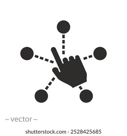 botão de clique manual, ícone de escolha de variedade, conceito de variação de seleção, várias opções, ilustração de vetor plana