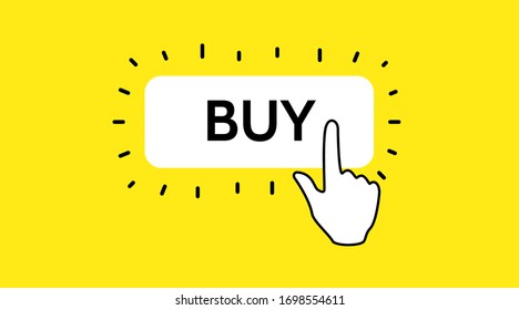 Hand click Buy button. Online shopping. Order online. Vector symbol illustration