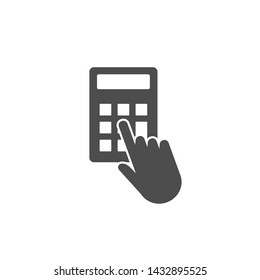 Hand, click, calculator icon. Vector illustration, flat design.