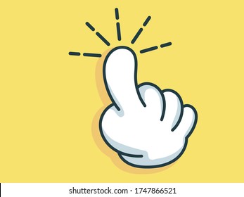 hand click cartoon vector illustration flat design