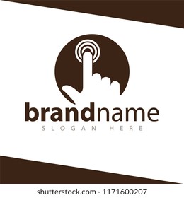 hand click in circle logo icon stock template