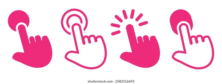 Hand Click cursor icons set, hand Vector cursor icon, computer mouse click cursor arrow icon collection, pointer cursor, pointing icon, hand click icon vector illustration isolated white background