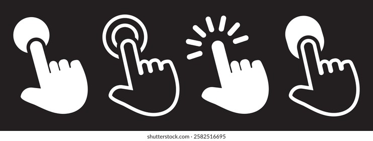 Hand Click cursor icons set, hand Vector cursor icon, computer mouse click cursor arrow icon collection, pointer cursor, pointing icon, hand click icon vector illustration isolated white background