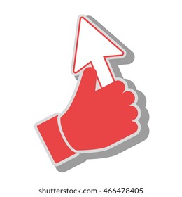 hand click cursor over white background, vector illustration