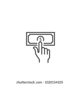 Hand click dollar icon isolated on white background. Trendy hand click dollar icon in flat style. Template for app, ui and logo, vector illustration, eps 10