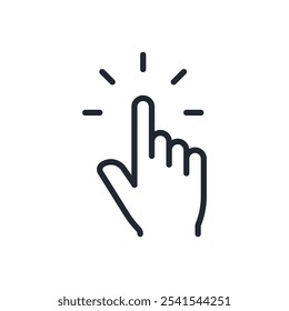 Hand click editable stroke outline icon isolated on white background flat vector illustration. Pixel perfect. 64 x 64