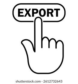 Hand click export button icon in trendy outline style design. Vector illustration isolated on white background.