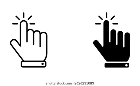 Hand click Filled flat icons set for apps and web ui designs.