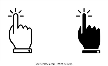 Hand click Filled flat icons set for apps and web ui designs.