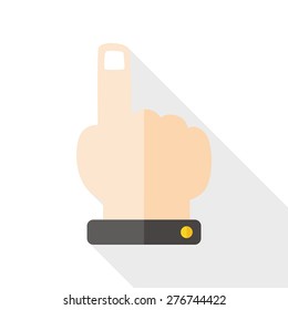 hand click flat icon with long shadow