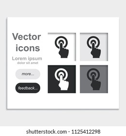 Hand click flat placed on web page template vector icon.