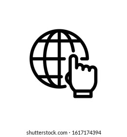 Hand Click Global Outline Vector Icon For Search Engine Optimization and Business