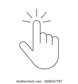 Hand click icon. Clicking finger pointer vector outline symbol isolated