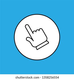 Hand click icon. Clicking mouse pointer, editable line weight.