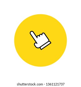 Hand click icon. Clicking mouse pointer inside a circle, editable line weight.