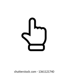 Hand click icon. Clicking mouse pointer, editable line weight.