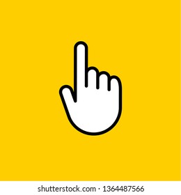 Hand click icon. Clicking mouse pointer, editable line weight.