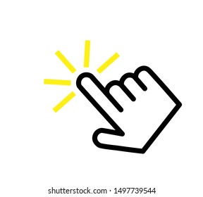 Hand click icon. Clicking mouse pointer.