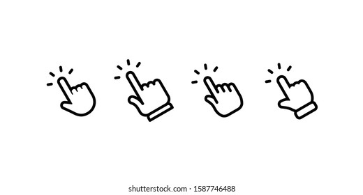 Hand click icon collection. Clicking hands vector icons set.