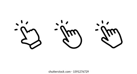 Hand click icon collection. Clicking hands vector icons set.