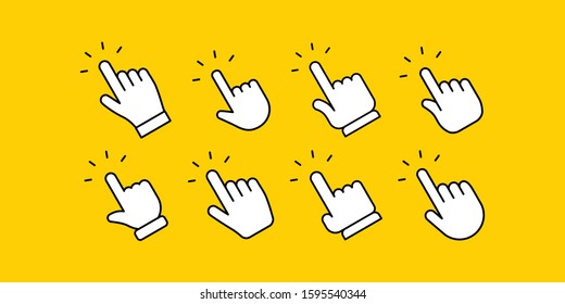 Hand click icon collection. Clicking hands vector icons set.