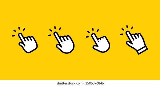Hand click icon collection. Clicking hands vector icons set.