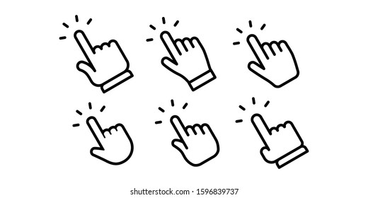 Hand click icon collection. Clicking hands vector icons set.