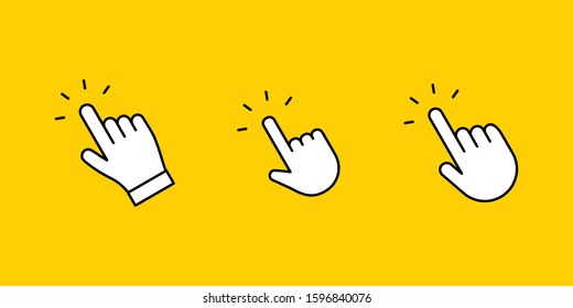 Hand click icon collection. Clicking hands vector icons set.