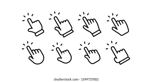 Hand click icon collection. Clicking hands vector icons set.