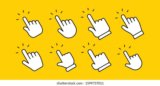 Hand click icon collection. Clicking hands vector icons set.