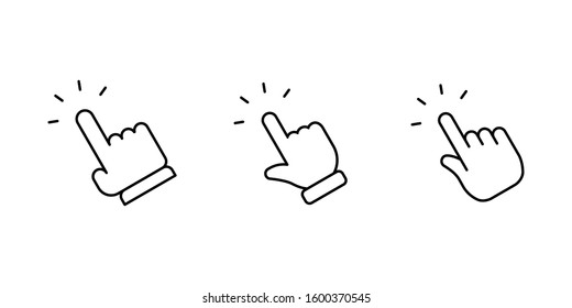 Hand click icon collection. Clicking hands vector icons set.