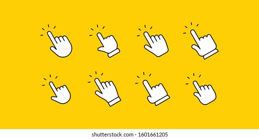 Hand click icon collection. Clicking hands vector icons set.