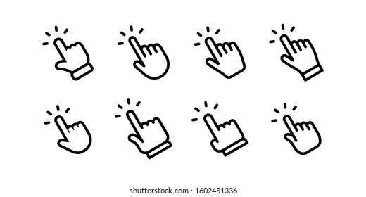 Hand click icon collection. Clicking hands vector icons set.