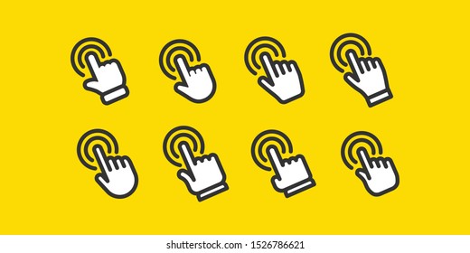 Hand click icon collection. Set of clicking pointers.