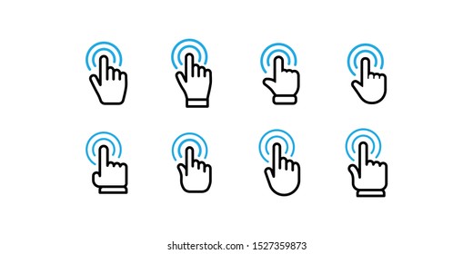 Hand click icon collection. Set of clicking pointers.