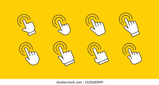 Hand click icon collection. Set of clicking pointers.