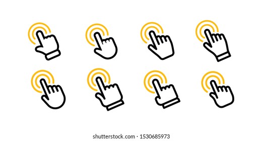 Hand click icon collection. Set of clicking pointers.