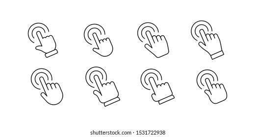 Hand click icon collection. Set of clicking pointers.