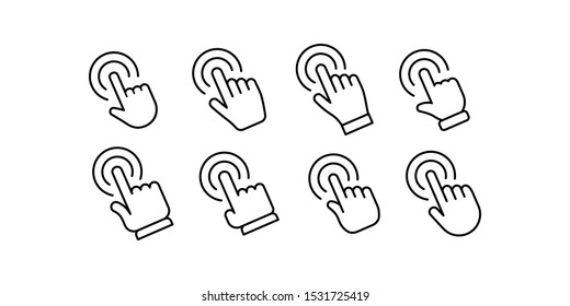 Hand click icon collection. Set of clicking pointers.