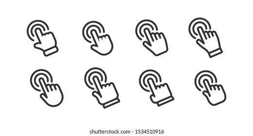 Hand click icon collection. Set of clicking pointers.