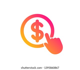 Hand Click icon. Currency exchange sign. Cursor pointer symbol. To pay or get money. Classic flat style. Gradient buy Currency icon. Vector
