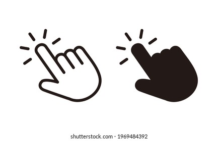 Hand click icon, Hand cursor symbol vector