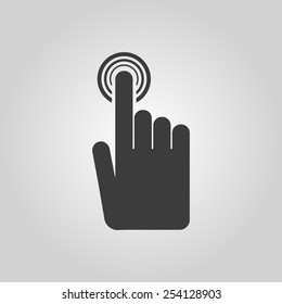 The hand click icon. Cursor symbol. Flat Vector illustration. Button