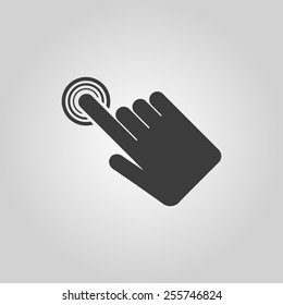The hand click icon. Cursor symbol. Flat Vector illustration. Button