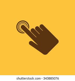 The hand click icon. Cursor symbol. Flat Vector illustration. Button